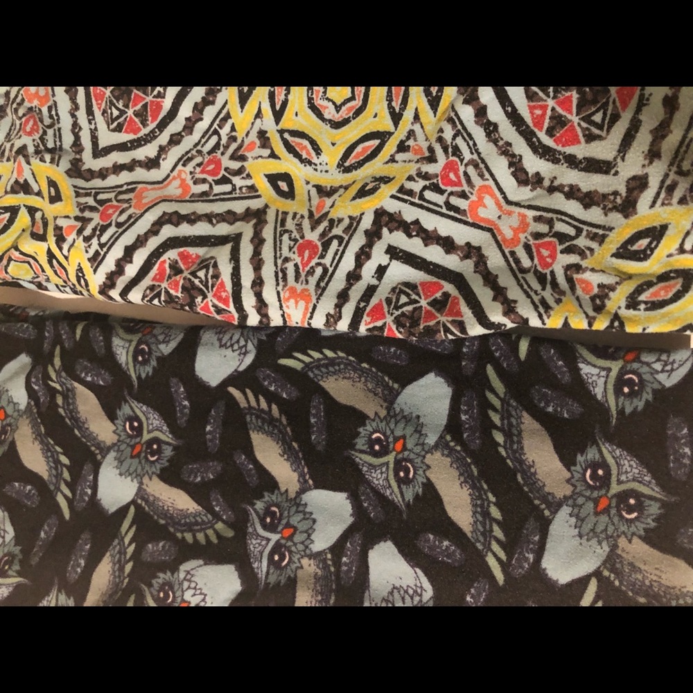 Kids Lularoe leggings L/XL 2 pair Owls and print